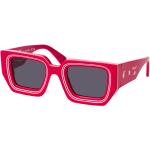 Rote Off-White Quadratische Kunststoffsonnenbrillen für Herren 