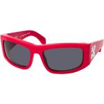 Rote Off-White Rechteckige Rechteckige Sonnenbrillen aus Kunststoff für Herren 