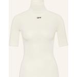 Reduzierte Cremefarbene Off-White Rollkragen T-Shirts aus Viskose für Damen Größe S 
