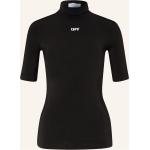 Schwarze Off-White Stehkragen T-Shirts aus Viskose für Damen Größe S 