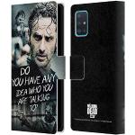 Offizielle AMC The Walking Dead Frage Rick Grimes Erbschaft Leder Brieftaschen Handyhülle Hülle Huelle kompatibel mit Samsung Galaxy A51 (2019)