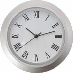 Ofform Uhrwerk aus Metall Einsteck Uhr Einbauuhr Quarzwerk Ø 36,5 mm Ziffernblatt römisch Lünette matt-Silber Nr.8066