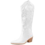 Weiße Bestickte Damencowboystiefel & Damenwesternstiefel in Breitweite leicht Größe 40 für den für den Sommer 