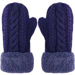 Blaue Strick-Handschuhe für Damen Einheitsgröße für den für den Winter 