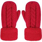 Rote Strick-Handschuhe für Damen Einheitsgröße für den für den Winter 