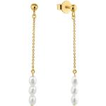 Goldene Elegante Amor Ohrhänger aus Silber mit Echte Perle für Damen 