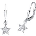 Silberne Sterne Amor Ohrhänger glänzend mit Zirkonia für Damen Weihnachten 