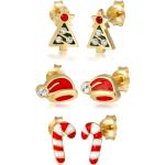 Silberne Damenohrringe & Damenohrschmuck mit Weihnachts-Motiv aus Kristall 3-teilig Weihnachten 