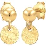 Goldene Antike Elli Runde Damenohrstecker glänzend aus Gold 9 Karat handgemacht 