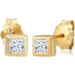 Goldene Elegante Diamant Ohrringe aus Gelbgold 14 Karat handgemacht für Damen 
