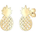 Goldene Elli Ananas-Ohrringe mit Ananas-Motiv aus Silber handgemacht für Damen 