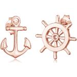 Pinke Maritime Elli Damenohrstecker mit Meer-Motiv aus Rosegold 