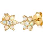 Goldene Elegante Elli Edelsteinohrringe mit Opal handgemacht für Damen 