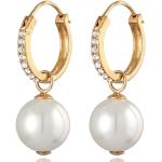 Goldene Elegante Elli Perlenohrringe vergoldet mit Echte Perle handgemacht für Damen 