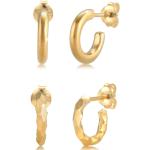 Goldene Elli Ohrhänger Glänzende handgemacht für Damen 2-teilig 