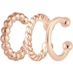 Pinke Minimalistische Elli Ear Cuffs & Ohrklemmen vergoldet aus Rosegold handgemacht für Damen 3-teilig 