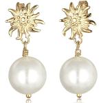 Goldene Elli Ohrhänger Glänzende mit Echte Perle für Damen zum Oktoberfest 