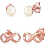 Pinke Minimalistische Elli Perlenohrstecker aus Silber für Damen 