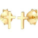 Goldene Minimalistische Elli Kreuzohrstecker aus Silber handgemacht für Damen 