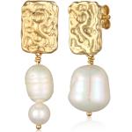 Goldene Barocke Elli Perlenohrringe mit Echte Perle handgemacht für Damen 