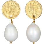 Goldene Elegante Elli Ohrhänger aus Silber mit Echte Perle handgemacht für Damen 