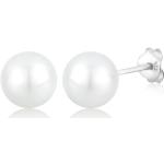 Reduzierte Weiße Elegante Elli Perlenohrstecker aus Silber für Damen 