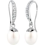 Weiße Elegante Elli Ohrhänger Glänzende aus Kristall mit Echte Perle für Damen 