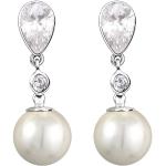Silberne Elegante Nenalina Perlenohrringe glänzend aus Kristall mit Zirkonia für Damen 