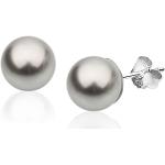 Graue Elegante Nenalina Perlenohrstecker glänzend aus Silber mit Echte Perle für Damen 