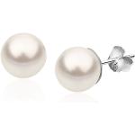 Weiße Elegante Nenalina Perlenohrstecker glänzend aus Silber mit Echte Perle für Damen 
