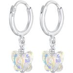 Silberne Elli Schmetterling Ohrringe mit Insekten-Motiv aus Kristall handgemacht für Damen 
