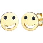 Goldene Elli Emoji Smiley Damenohrringe & Damenohrschmuck aus Silber mit Zirkonia handgemacht 