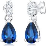 Blaue Elegante Elli Edelsteinohrringe aus Kristall mit Saphir für Damen 