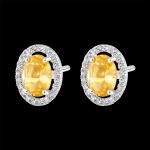 Reduzierte Gelbe Edenly Diamant Ohrringe aus Weißgold 18 Karat mit Citrin für Damen 