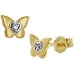 Goldene Motiv trendor Schmetterling Ohrringe mit Schmetterlingsmotiv glänzend aus Gold 9 Karat für Kinder 