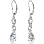 Nickelfreie Silberne Diamant Ohrringe glänzend mit Zirkonia für Damen 