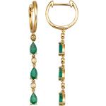Smaragdgrüne Diemer Diamant Ohrringe aus Gelbgold für Damen 