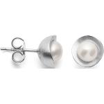 Silberne Perlenohrringe matt mit Echte Perle 