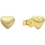 Goldene Amor Herzohrstecker matt aus Gold 10 Karat für Damen 