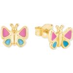 Silberne Amor Schmetterling Ohrringe mit Schmetterlingsmotiv glänzend aus Gold 10 Karat für Kinder 