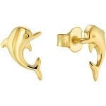 Goldene Maritime Amor Delfin Ohrringe aus Gold 14 Karat für Damen zur Hochzeit 