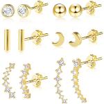 Reduzierte Goldene Strass Ohrringe vergoldet aus Kristall 14 Karat mit Strass für Damen 