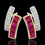 Reduzierte Goldene Edenly Kiona Diamant Ohrringe aus Gold mit Rubin für Damen 