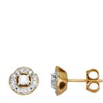 Weiße Diemer Diamant Ohrringe aus Gelbgold für Damen 