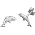 Silberne Delfin Ohrringe mit Delfinmotiv glänzend aus Silber für Mädchen 