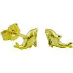 Goldene Delfin Ohrringe mit Delfinmotiv glänzend aus Gelbgold 9 Karat für Mädchen 
