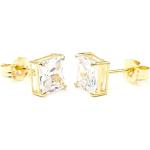 Goldene Diamant Ohrringe aus Gelbgold mit Diamant personalisiert für Kinder zum Jubiläum 