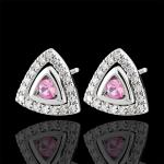 Rosa Edenly Diamant Ohrringe aus Weißgold mit Saphir für Damen 