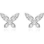 Silberne Brilladia Schmetterling Ohrringe mit Insekten-Motiv aus Weißgold mit Diamant für Damen 