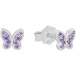 Silberne Motiv s.Oliver Jewel Schmetterling Ohrringe mit Insekten-Motiv mit Zirkonia für Damen 